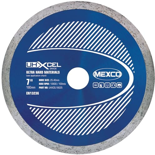 Mexco UHX Ultra Hard Materials Diamond Blade, High-Performance, Precision Cutting Disc for Granite, Porcelain, Marble - 180mm, 10mm Segment Height, 25.4mm Bore