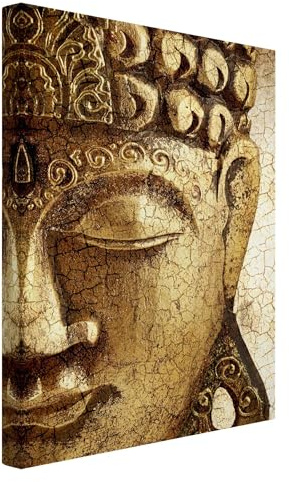 micasia Leinwandbild Spirituell Bild Leinwand Wanddeko - Made in Germany - Buddha Retro Vintage gold Wohnzimmer Schlafzimmer Canvas 2621 (40x60cm)