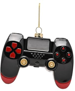 Widdop Gamer Control Hängende Dekoration - Schwarz & Rot Videospiel-Controller Kugel - Lustige Neuheit Weihnachtsbaum Ornament für Gaming Fans