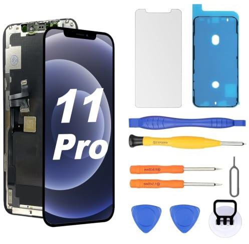 OLED Display für iPhone 11 Pro 110Hz Displayreparatur [Soft OLED, NICHT Hard OLED], 3D-Touch Display Full HD Digitizer Baugruppe mit Reparatur-Werkzeugsatz, wasserdichter Kleber, Displayschutzfolie