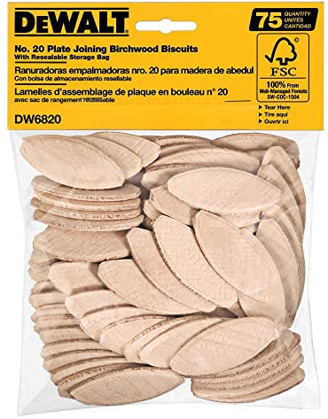 DEWALT Joiner Biscuits, No. 20 Size, 75-Piece (DW6820)