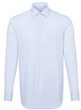 Seidensticker Herren Business Hemd Modern Fit - Bügelfreies Hemd mit geradem Schnitt, Kent-Kragen & Brusttasche - Langarm - 100% Baumwolle, Blau (15 Hellblau), 45 cm