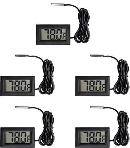 HiLetgo 5pcs Digital LCD Thermometer Temperature Digital LCD Fridge Thermometer Water Temperature with Probe Fahrenheit