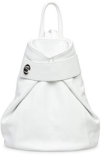 Caspar Großer Damen Leder Rucksack Eleganter City Backpack - CLASSIC LINE - Modell No.790 - Made in Italy, Farbe:weiß, Größe:Groß (BxHxT ca. 29x35x13 cm)