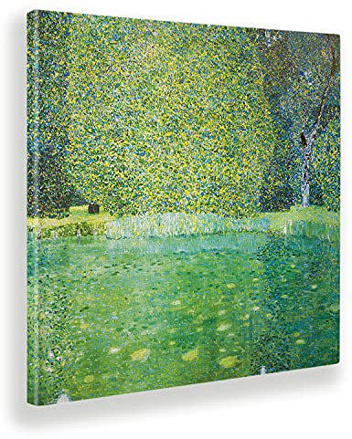 Giallobus - Cuadro - Gustav Klimt - Estanque en Kammer - Lienzo con marco estándar - 100x100 - Listo para colgar - Cuadros modernos para el hogar