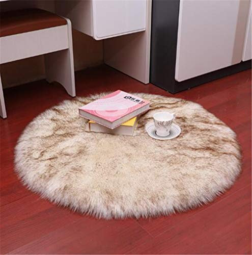 Hava Kolari Lammfell Faux Teppich Schaffell Lammfellimitat Nachahmung Longhair Bettvorleger Fell Wolle Vorleger oder Matte für Stuhl Sofa (45cm,Weiß braun)