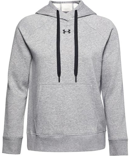 Under Armour Rival Fleece Hb Hoodie Warm-up Top, Women Grey, Steel Medium Heather / Black / Black (035), SM