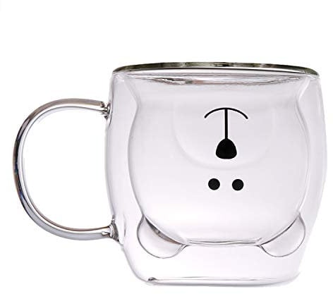 Süße Bier tassen KaffeeTeegläser Trinkgläser Kaffeeglas Doppelwandige Bär Katze Becher Tasse
