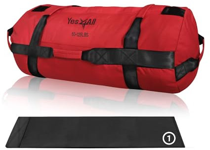 Yes4All Workout-Sandsäcke, strapazierfähige Sandsäcke für Fitness, Kondition, MMA und Kampfsport – Rot – S
