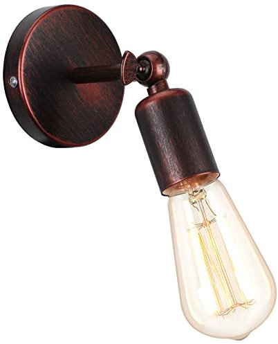 iDEGU Industrie Wandleuchte E27 Wandlampe Innen Vintage Lampenschirm aus Metall 180 ° Einstellbare Metall Wandbeleuchtung für Schlafzimmer Badezimmer Flur Wohnzimmer, Kupfer Rost