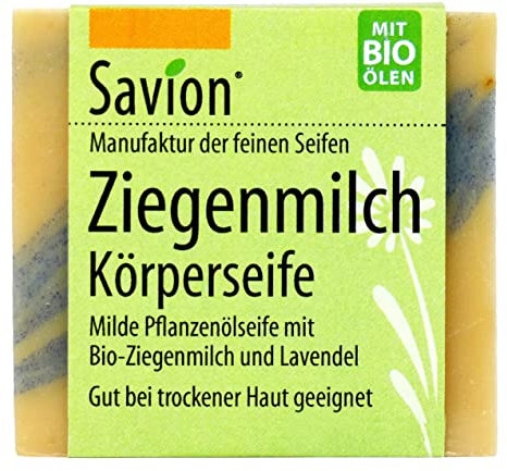 Savion Ziegenmilch Körperseife, Palmölfrei, Plastikfrei, Tierversuchsfrei, 80g