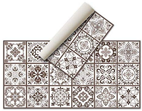 Alfombras Vinilicas para el Hogar 80 x 40 Marrón - Alfombra Vinilica Cocina Resistente y Antitropiezos - Alfombra Cocina Lavable Antideslizante para Interior/Exterior - Alfombras de Vinilo Esponjosas