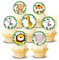 24x Pre-cut Jungle Safari 4cm Circles Thick Wafer Card Standing Cupcake Toppers Birthday Party Cake Decorations