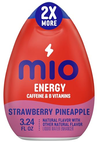 MiO Energy Strawberry Pineapple Smash Naturally Flavored with other natural flavors Liquid Water Enhancer Drink Mix with Caffeine & B Vitamins with 2X More (3.24 fl. oz. Bottle)