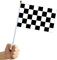 QUUPY Lot de 10 drapeaux de course à carreaux noirs et blancs avec bâton en plastique pour course de voiture, événements sportifs, matchs de football, décoration de fête à thème