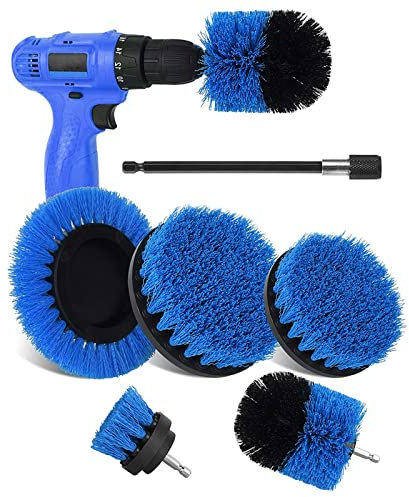 Bemodst 6 Piece Drill Brush Set, Electric Powerful Cleaning Brush, Universal Drill Cleaning Brush Set, Suitable for Floor, Bathroom, Toilet, Kitchen Ceramic Surface Cleaning Wire Brush (Blue)