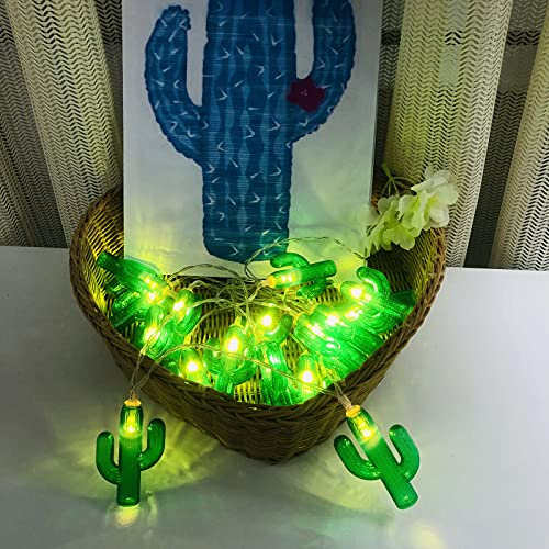 Riaxuebiy 10 Fuß 20 LEDs Kaktus Lichterkette, Sommer Strand Thema Dekoration, Mexiko Kaktus Dekor USB-betrieben für Mädchen Jungen Schlafzimmer (USB-betrieben, Kaktus)