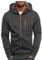 Kroivil Herren Hoodies Casual Hoodies für Männer mit Reißverschlusstaschen Durchgehender Reißverschluss Langarm Sweatshirt Sport Kapuzenjacke, dunkelgrau, Large