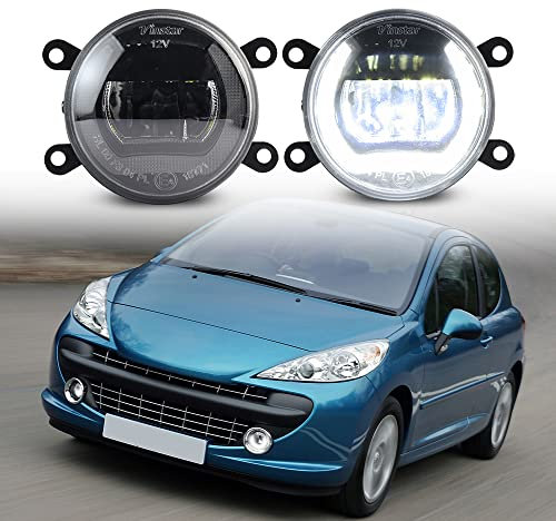 njssjd LED Tagfahrlicht Nebelscheinwerfer für Peugeot 207 207CC 207SW 307 208 2008 I 308 3008 6000K Kaltweiß Led DRL Nebelscheinwerfer