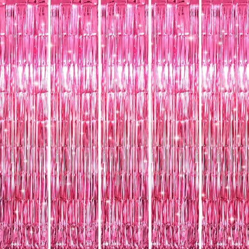 GOER Tende con frange metallizzate, 1 m x 3 m, per feste, sfondo fotografico, decorazione per feste per festa galentina, compleanno, laurea, Capodanno, decorazioni per matrimoni (5 confezioni, rosa