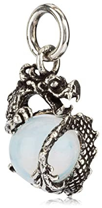 NKlaus Kettenanhänger Drache mit Kugel 925 Silber 1,8cm Anhänger Opalweiße Glaskugel 7495