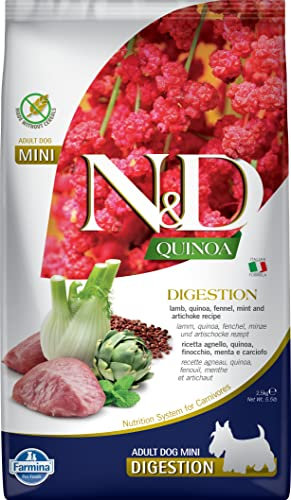 Farmina N&D Quinoa Adult Mini Pellets Hundefutter (Trockenfutter, mit hochwertigen Vitaminen und natürliche Antioxidantien, ohne Mais, Zutaten: Lamm und Fenchel, Portionsgröße: 2,5 kg)