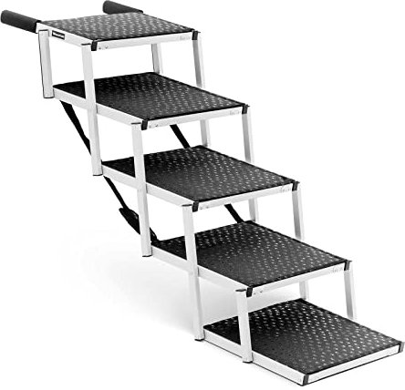Wiesenfield WIE-PETSTEP-100 - Escalera para perros (altura 71 cm, 68 kg, 5 peldaños, 5 peldaños, para perros y coche)