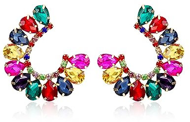 Dochais Lange Kronleuchter Ohrringe, Kristall Ohrringe Hängend, Kristall Tropfen Böhmische Ohrringe, Damen Ohrringe Tropfen, Glitzer Diamant Ohrringe Lange, Stras Ohrringe Elegant für Mädchen