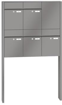 RENZ/Plan / 5er Freistehende Briefkastenanlage Standbriefkasten/RAL-Farbe 9007 Volumen 21 L/zum Einbetonieren/Dein-Briefkasten.de