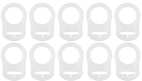 10 Stück Silikon Knopf MAM Ring Schnuller Halter Clip Adapter - Weiß, weiches Silikon, umweltfreundlich