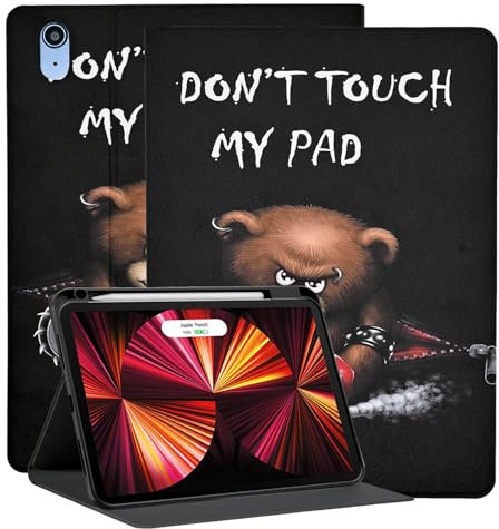 Rotierende Hülle für iPad (A16) 11. Generation 11 Zoll (2025), iPad 10. Generation 10,9 Zoll (2022), PU-Leder, Klappständer Cover mit Auto Wake/Sleep, Don't Touch My Pad