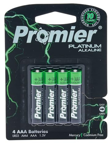 Promier AAA Platinum Alkaline Battery 4 Pack | Long-Lasting 1.5V Power | 10 Year Guaranteed Storage Life & Leakage Protection | Mercury-Free Energy for Remotes, Toys & Flashlights