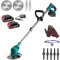 Tagliabordi a Batteria 21V Decespugliatore a Batteria,Tagliabordi Elettrico, Lama da 6 pollici Testata Regolabile e Maniglia Telescopica Per Il Taglio Di Giardini, Prati E Terreni (blue)