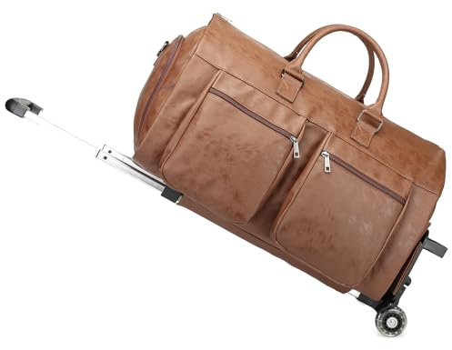 Kleidersack mit Rollen, Reise-Kleidersack mit Schuhfach, Rolltasche mit Rollen, braun, modisch