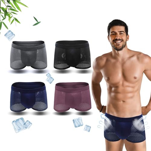 Okdance Boxhero Boxer en fibre de bambou respirant pour homme Boxer en fibre de bambou Sous-vêtements rafraîchissants pour homme Sous-vêtements d'été Natation Voyage, 4 couleurs, XL