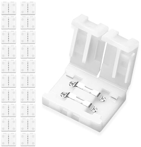 UBRAVE LED Strip Verbinder, 20 Stücke 8mm 2 Polig RGB 3528/2835 LED Stripe Verbinder, LED Schnellverbinder für 8mm Breit SMD 3528/2835 RGB LED Streifen Stripes, Lötfreiem LED Streifen Verbinder