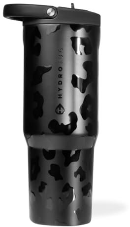 HydroJug Sport – Edelstahlbecher mit Strohhalm, vakuumisoliert, 907.2 g auslaufsichere Wasserflasche, ergonomisches Design, wiederverwendbar, spülmaschinenfest, Gummiboden, langlebig für Fitnessstudio