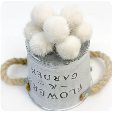 Hrlace 2.5cm Kleine Kunstfell Bommel Mini Fellbommel Faux Kunstpelz Pom Ball Künstliche Plüschbälle DIY Fell Pom Poms für DIY Handwerk Anhänger Deko Strickmütze Zubehör Beige 20 Stück