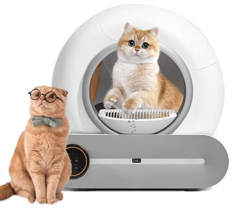 QFGain Upgraded Automatic Cat Litter Box, Self Cleaning Cat Litter Box, 65L+9L Cleaning Robot, WiFi/APP Control/Odor Control/Low Noise Litter Box, for Multiple Cats