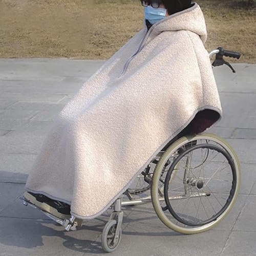 Winter-Rollstuhldecke mit winddichtem Poncho mit Kapuze, Ganzkörperabdeckung für Wärme und Komfort an kalten Tagen