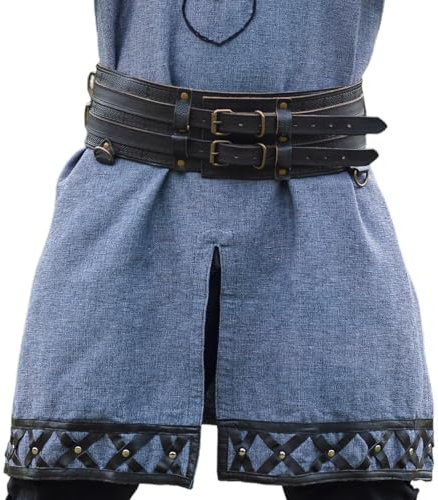 Leonardo Carbone® Unisex Robuster Breiter Wikingergürtel Anike - Ledergürtel Herren, Wikinger Kleidung Herren, Gürtel Damen, LARP, Karneval, Cosplay, Hobbit Kostüm - 100% Echtleder Schwarz