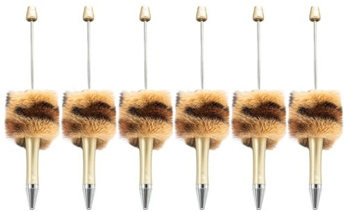 6 x Perlen-Kugelschreiber, Plüsch-Kugelschreiber, Büro-Schreibbedarf, Kinderbelohnung