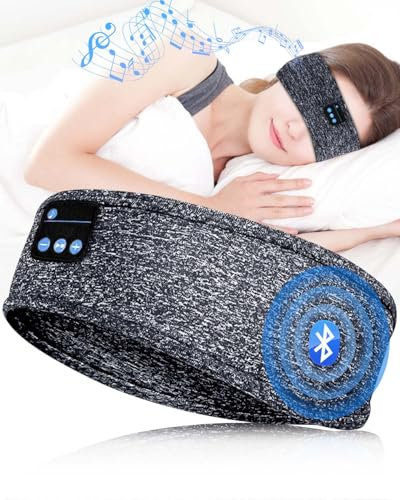Sleep Headphones, Wireless Bluetooth Headband Built-in Ultra-Thin HD Stereo Speakers, Soft Sleep Headphones Headband for Side Sleep, Yoga, Fitness, Sports, Relaxation, Personalized Tech Gifts (Grey)