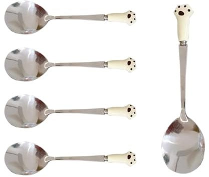 2 PCS Pet Food Spoon Cute Stainless Steel Dog Spoon Pet Food Scoop Paw Cat Can Spoon for Pets Premium Quality