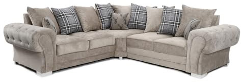 Verona - Corner Sofa - 3 Seater - 2 Seater - Mink Fabric - Scatterback Cushions (Corner)