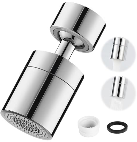 Rubinetto girevole a 360°, con 2 funzioni di spruzzo, filettatura M22/M24, aeratore per cucina, bagno