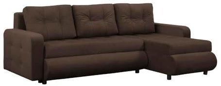 FORNIRO 24 Fabio Ecksofa 226x143x83cm Braun Wohnzimmer Couch Schlafsofa | Mit Schlaffunktion & Bettkasten - L-Form - Kissen - Stoff Premium | ausziehbar Gäste bequem Stauraum Design hochwertig robust