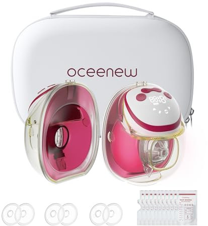 Oceenew W216 Electric Breast Pump Hands Free Memory Function, PPSU Material, 4 Modes & 15 Levels Suction with 18/21/24/27mm, Medical-Grade Suction, Wearable & Portable, 2 Pack
