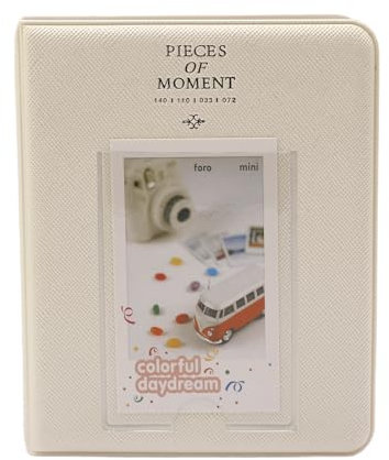 Nurila Mini Fotoalbum, Foto Album 14.2 * 11.3cm 16 Seiten Im 64 Karten Format Fotoalbum Klein， Fotoalbum Zum Selbstgestalten Klein Fotogeschenke für Familie, Freund, Paare,Freunde (Perle Weiß)