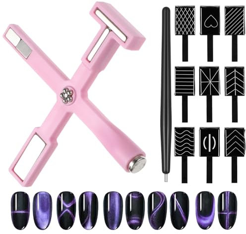KFHENSOMR Cat Eye Magnet for Nail 11Pcs 5 in 1 Nail Magnet Cat Eye Gel Nails Polish Diverse Effect Double Ended Nails Art Tools for Home DIY Manicure Accessories Multi-Function